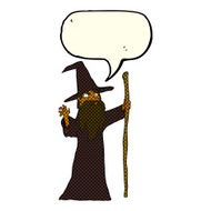 cartoon spooky wizard with speech bubble N3