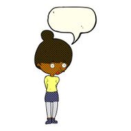 cartoon woman staring with speech bubble N17