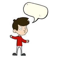 cartoon curious boy with speech bubble N19