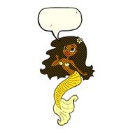 cartoon pretty mermaid with speech bubble N20