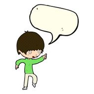 cartoon worried boy pointing with speech bubble N6