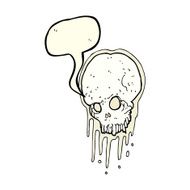cartoon scary skull with speech bubble N14