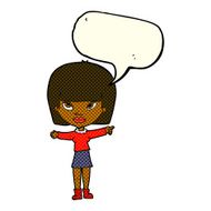 cartoon woman pointing with speech bubble N118