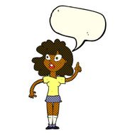 cartoon woman making point with speech bubble N12