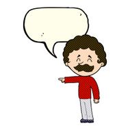 cartoon man with mustache pointing speech bubble N17