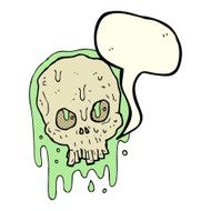 cartoon slimy skull with speech bubble N3