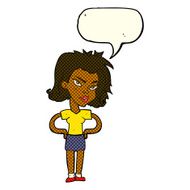 cartoon woman with hands on hips speech bubble N119