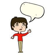 cartoon unhappy boy waving with speech bubble N3