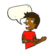 cartoon man with tattoos speech bubble N6
