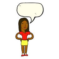cartoon woman with hands on hips speech bubble N120