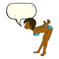 cartoon pin up girl in bikini with speech bubble N3