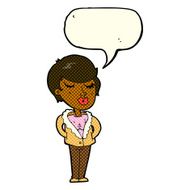 cartoon cool relaxed woman with speech bubble N5