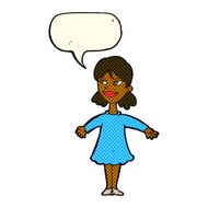 cartoon woman with open arms speech bubble N57