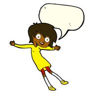 cartoon crazy excited girl with speech bubble N5
