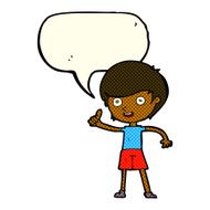 cartoon boy giving thumbs up symbol with speech bubble N4