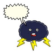 cartoon cloud and lightning bolt symbol with speech bubble N3