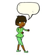 cartoon christmas elf woman with speech bubble N6