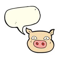 cartoon pig face with speech bubble N6