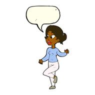 cartoon friendly woman waving with speech bubble N29