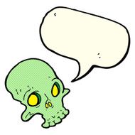 cartoon spooky skull with speech bubble N82