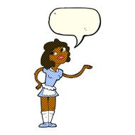 cartoon waitress serving with speech bubble N6