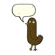 funny cartoon bird with speech bubble N71