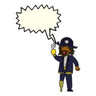 cartoon pirate captain with speech bubble N6