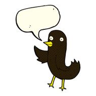 funny cartoon bird with speech bubble N72