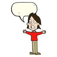 cartoon frightened man with speech bubble N45
