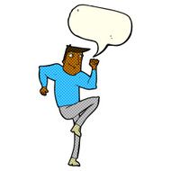 cartoon man jogging on spot with speech bubble N5