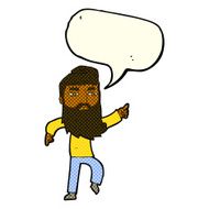 cartoon bearded man pointing the way with speech bubble N6
