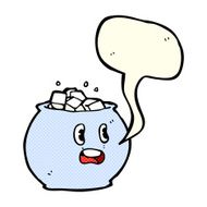 cartoon bowl of sugar with speech bubble N3
