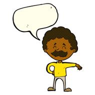 cartoon man making camp gesture with speech bubble N16