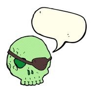 cartoon skull with eye patch speech bubble N6