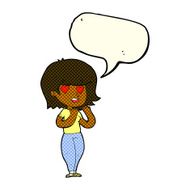 cartoon woman in love with speech bubble N6
