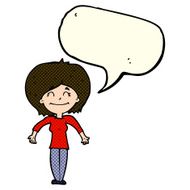 cartoon woman shrugging shoulders with speech bubble N276