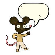 cartoon waving mouse with speech bubble N5