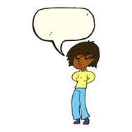 cartoon woman whistling with speech bubble N6