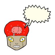 cartoon spooky robot head with speech bubble N6