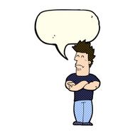 cartoon sulking man with speech bubble N6