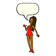 cartoon woman in pink dress with speech bubble N6