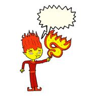 fire spirit cartoon with speech bubble N5