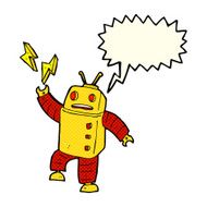 cartoon robot with speech bubble N99
