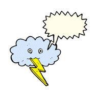 cartoon lightning bolt and cloud with speech bubble N3
