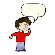 cartoon boy posing for photo with speech bubble N5