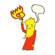 cartoon fire spirit with speech bubble N6