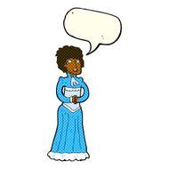 cartoon shocked victorian woman with speech bubble N6