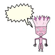 funny cartoon robot wearing crown with speech bubble N3