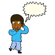cartoon frightened boy with speech bubble N11