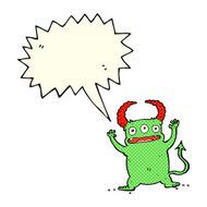 cartoon little devil with speech bubble N11
